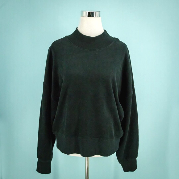 Rails Size Large L Black Blair Mock Neck Cotton Blend Knit Pullover Sweatshirt - Picture 1 of 8